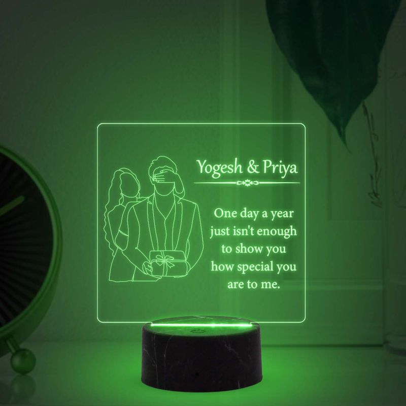 Couple Night Lamp with Multicolored Light Customized with Name Gift for Loveable Person
